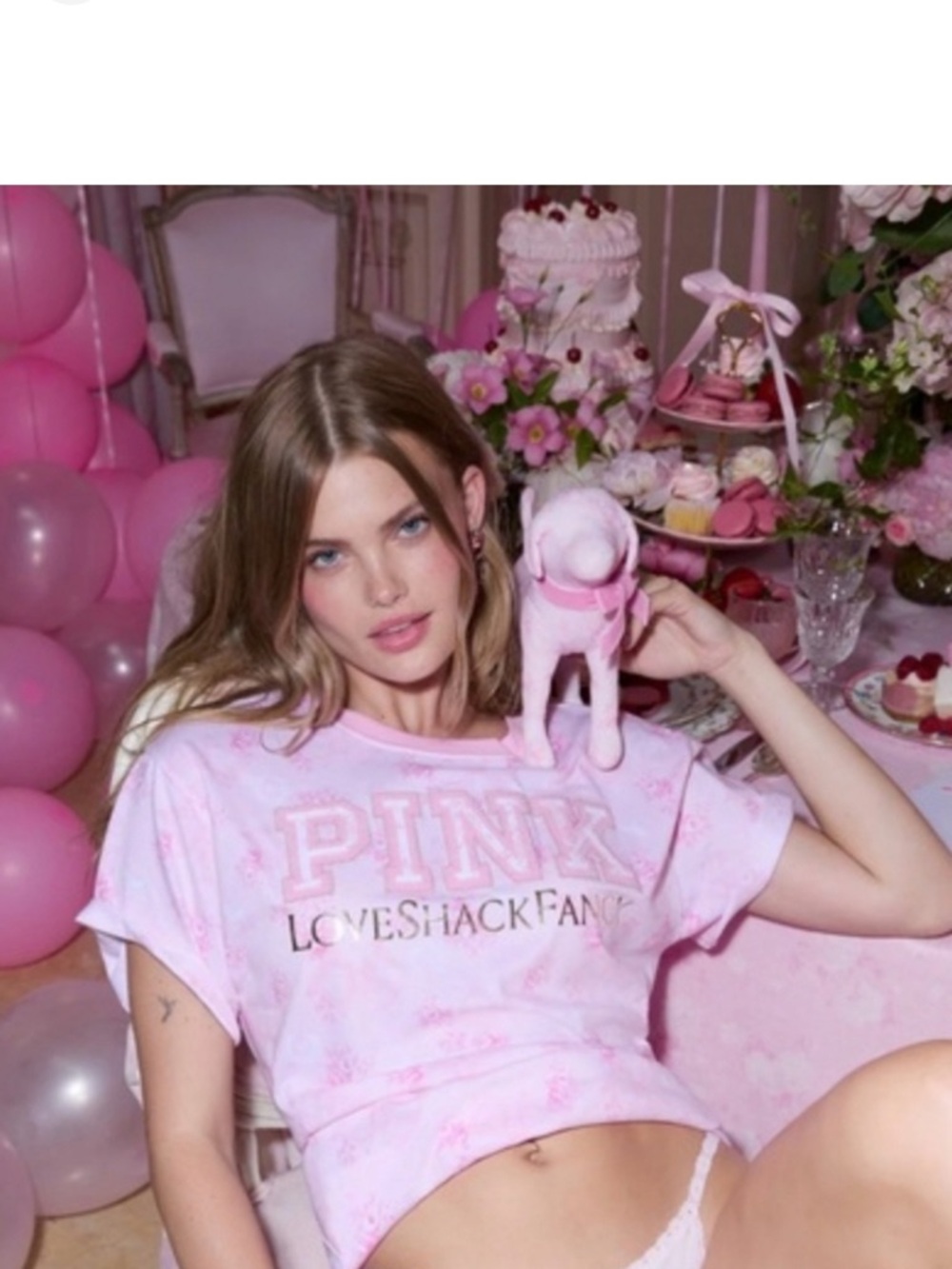 LoveShackFancy Pink Logo Light Pink Graphic Tee